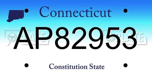 AP82953 Connecticut License Plate