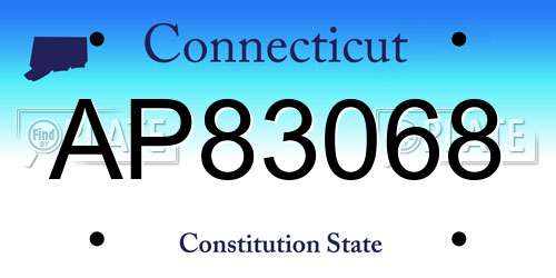 AP83068 Connecticut License Plate