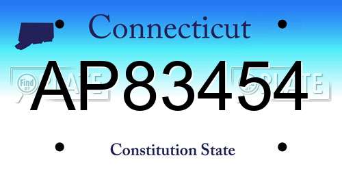 AP83454 Connecticut License Plate