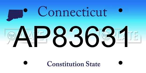 AP83631 Connecticut License Plate