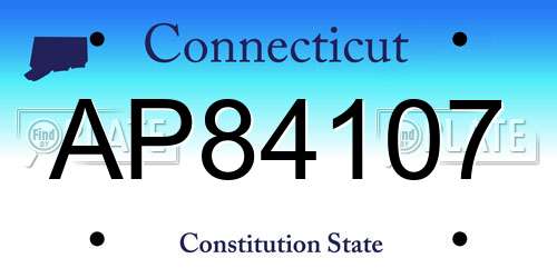 AP84107 Connecticut License Plate