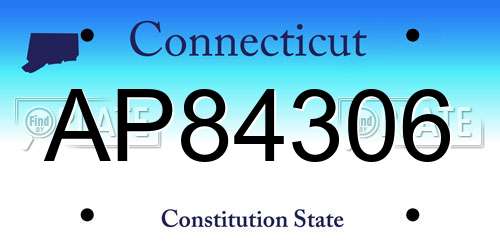 AP84306 Connecticut License Plate