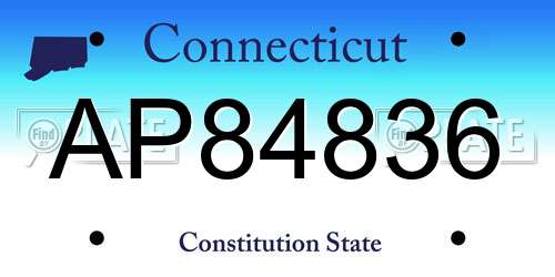 AP84836 Connecticut License Plate