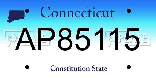 AP85115 Connecticut License Plate
