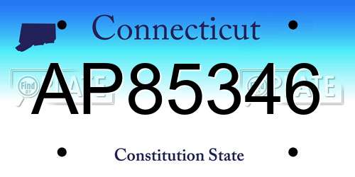 AP85346 Connecticut License Plate