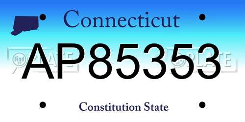 AP85353 Connecticut License Plate
