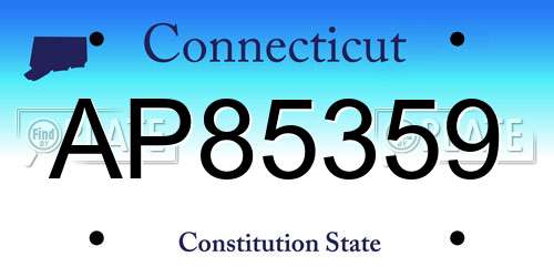 AP85359 Connecticut License Plate