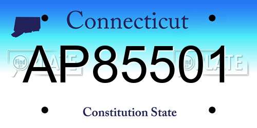 AP85501 Connecticut License Plate