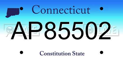 AP85502 Connecticut License Plate