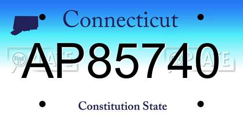 AP85740 Connecticut License Plate
