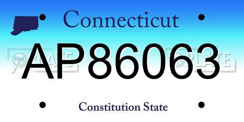 AP86063 Connecticut License Plate