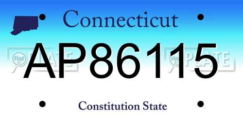 AP86115 Connecticut License Plate