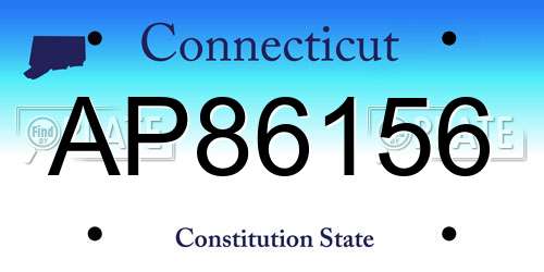 AP86156 Connecticut License Plate