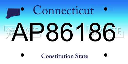AP86186 Connecticut License Plate