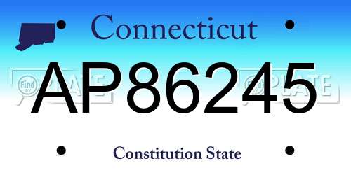 AP86245 Connecticut License Plate