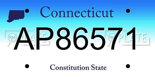 AP86571 Connecticut License Plate