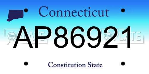 AP86921 Connecticut License Plate
