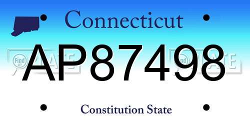 AP87498 Connecticut License Plate
