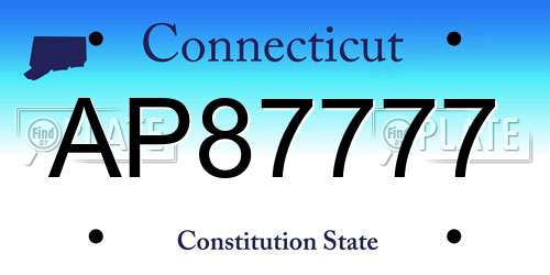 AP87777 Connecticut License Plate