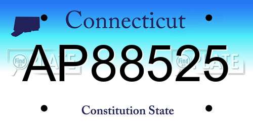 AP88525 Connecticut License Plate
