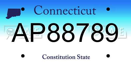 AP88789 Connecticut License Plate
