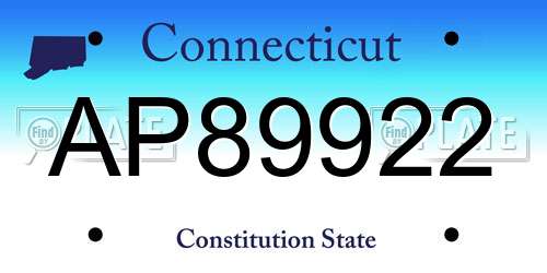 AP89922 Connecticut License Plate