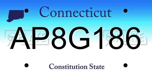 AP8G186 Connecticut License Plate