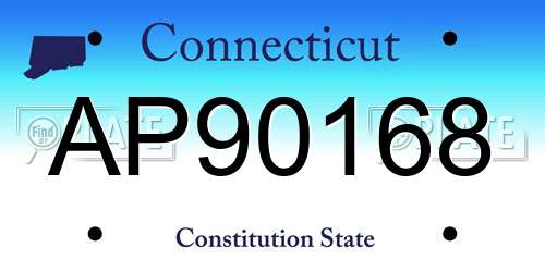 AP90168 Connecticut License Plate