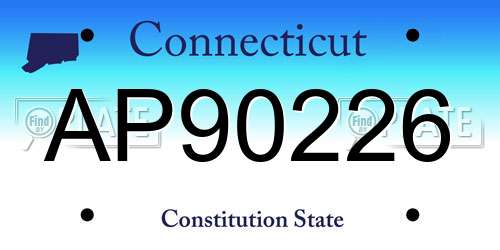 AP90226 Connecticut License Plate