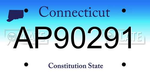 AP90291 Connecticut License Plate