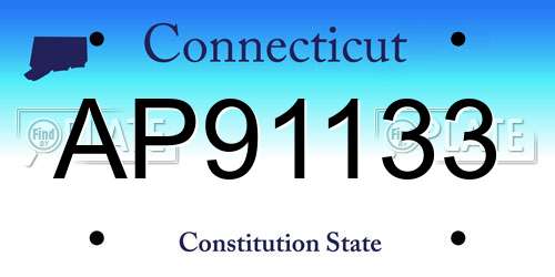 AP91133 Connecticut License Plate