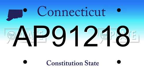AP91218 Connecticut License Plate