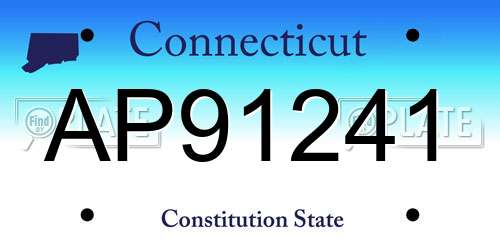 AP91241 Connecticut License Plate