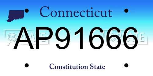 AP91666 Connecticut License Plate