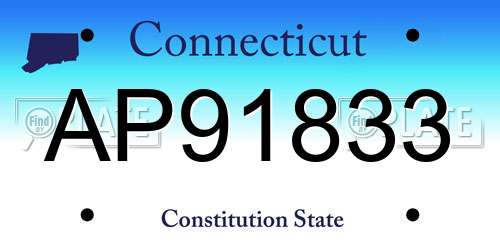 AP91833 Connecticut License Plate