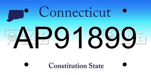 AP91899 Connecticut License Plate