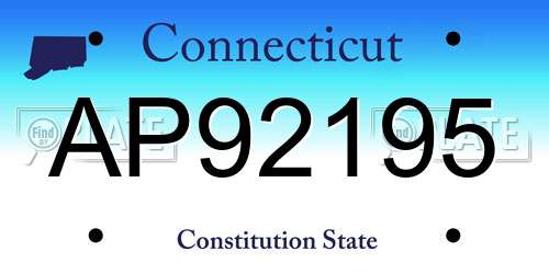 AP92195 Connecticut License Plate