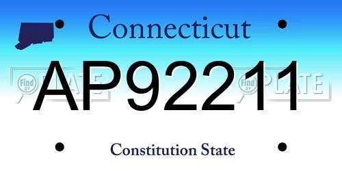 AP92211 Connecticut License Plate