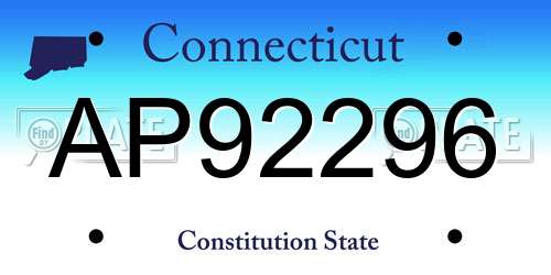 AP92296 Connecticut License Plate