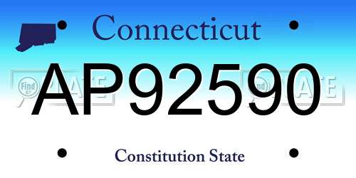 AP92590 Connecticut License Plate