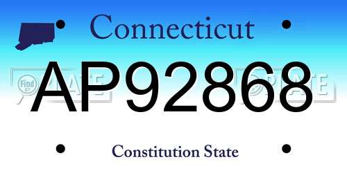 AP92868 Connecticut License Plate