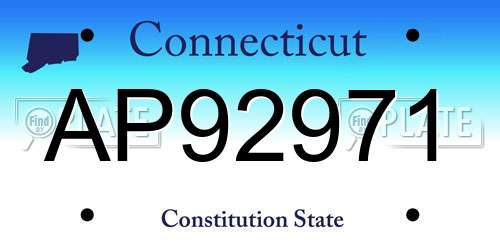 AP92971 Connecticut License Plate