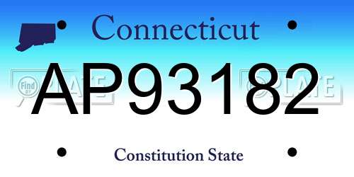 AP93182 Connecticut License Plate