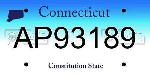 AP93189 Connecticut License Plate
