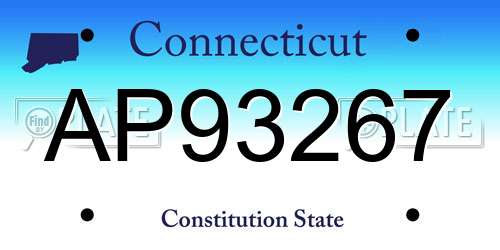 AP93267 Connecticut License Plate