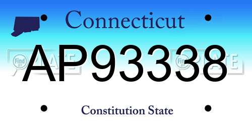 AP93338 Connecticut License Plate
