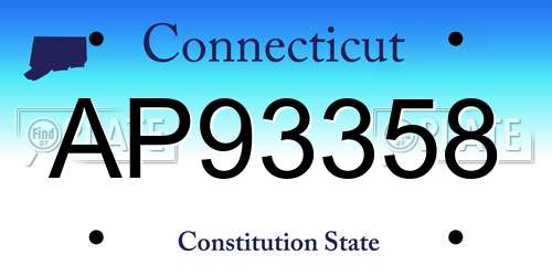 AP93358 Connecticut License Plate