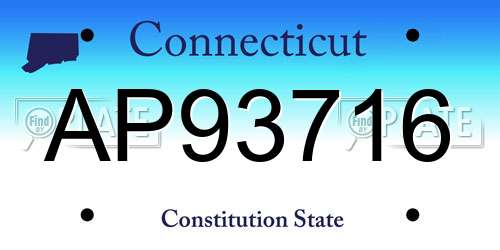 AP93716 Connecticut License Plate