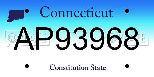 AP93968 Connecticut License Plate