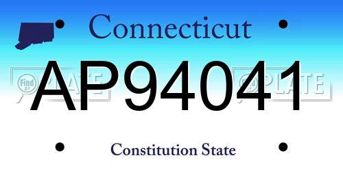 AP94041 Connecticut License Plate